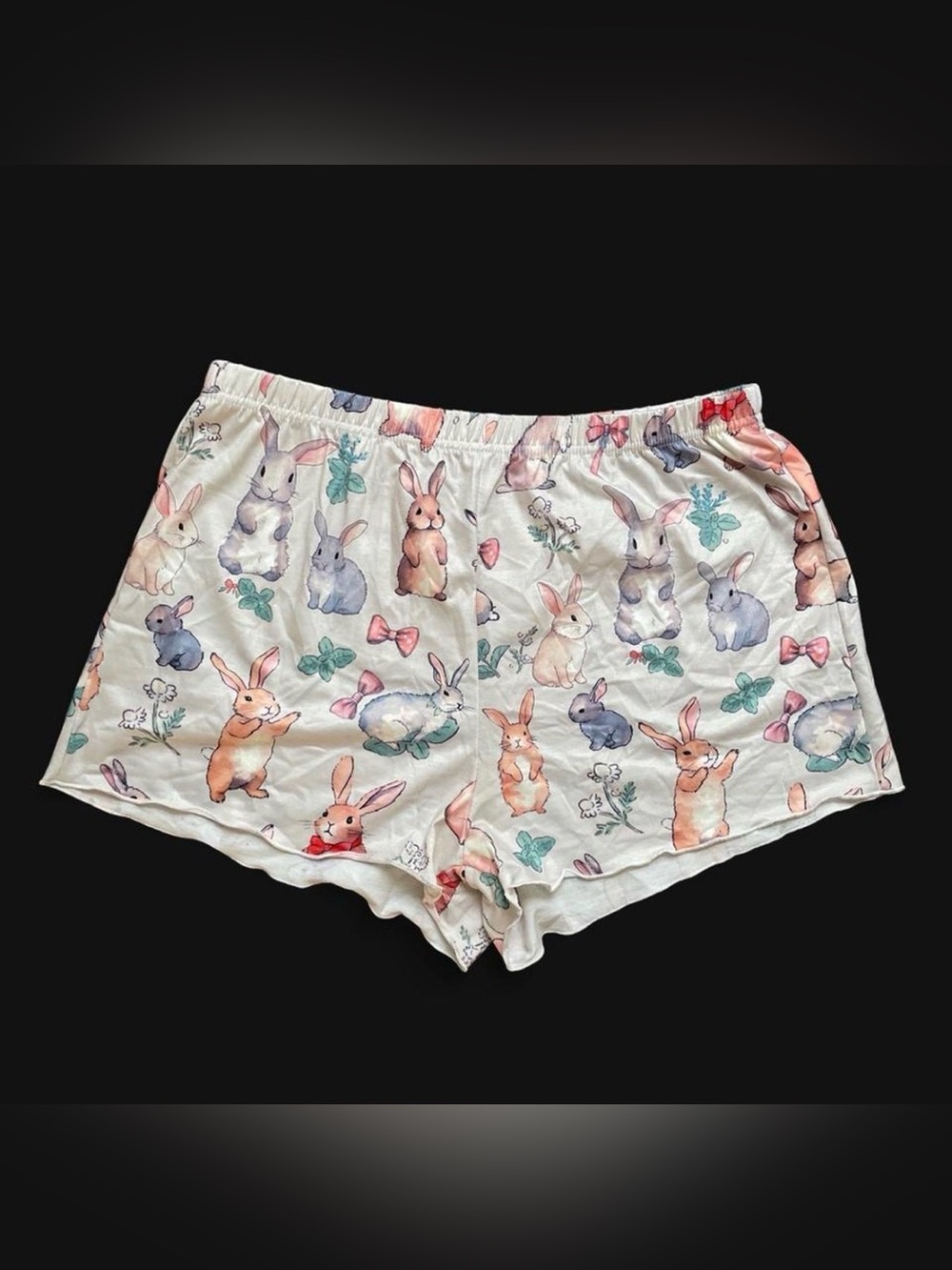 Women’s Cream Bunny Print Lounge Shorts